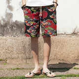 Mens Swim Trunks Cotton Linen Floral Shorts Men's Middle Pants Summer Beach Sports Fifth Pants Beach Pants Men