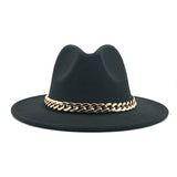 Fedora Hat Golden Chain Woolen Top Hat Fedora Hat Top Hat