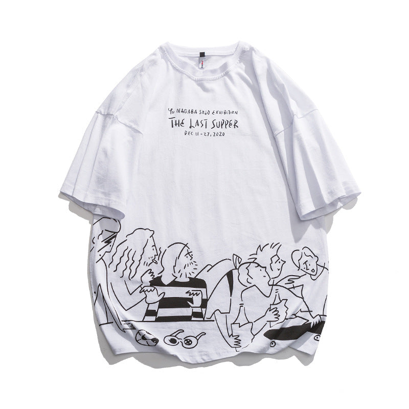 2022 Summer Man T Shirt Cartoon Printed round Neck