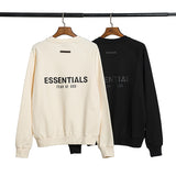 Fog Essentials Long Sleeve round Neck Sweatshirt Double Line Back Letter Crew Neck Pullover Sweatshirt