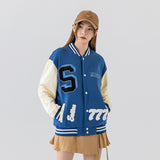 Cheerleader Letterman Jacket Retro Baseball Uniform Loose All-Match Stitching