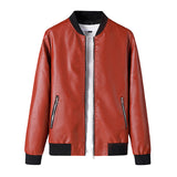 Two Tone Leather Jacket Men's Jacket Spring and Autumn Baseball Collar Leather Jacket Men's Jacket Motorcycle