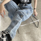 Harajuku Clothing Men Classic Retro Pants Straight Leg Pan High Waist Jeans Spring and Autumn Summer Straight Wide Men and Women