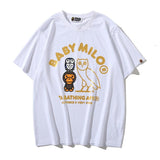 A Ape Print T Shirt Summer Cartoon Anime Loose Black Casual Short Sleeve T-shirt