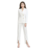 Women Pant Suit Uniform Designs Formal Style Office Lady Bussiness Attire Fashion White Autumn Two-Piece Set