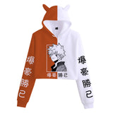 Split Hoodie Demons and Angels My Hero Academia Dual-Color Patchwork Cat Ears