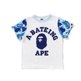 A Ape Print for Kids T Shirt Spring/Summer Children Camouflage Sleeve Stitching Letter Print T-shirt