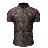 Men's Summer Men's Loose Short Sleeve Shirt Printed Shirt Casual Beach Men's Shirt