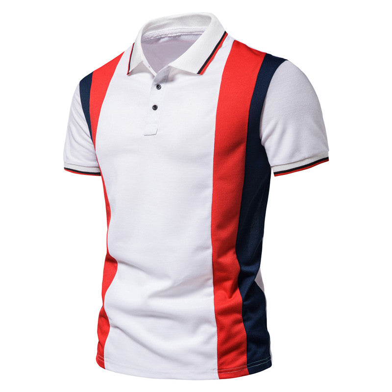 Men's Shirt Fashion Slim Fit Shirts Short Sleeve Shirt Large Size Casual Top Summer Men's Fashion Color Striped Short Sleeve Casual Polo Collar T-shirt Polo Shirt