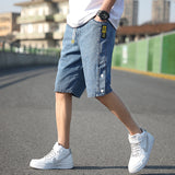 Men Jean Shorts Jeans Men Summer Denim Shorts Men's Slim Straight Pants Men's Trendy Retro Distressed Men's Pants