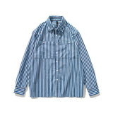 Men Shacket Long Sleeve Autumn Shirt Autumn Cityboy Striped Shirt Lapel Loose Shirt