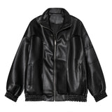 80's Leather Jacket Loose and Simple Personality Leather Jacket Coat Men