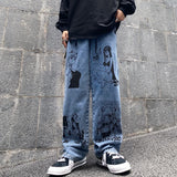 Sailor Moon Men Denim Pants Autumn and Winter Role-Playing Cartoon Printed Loose All-Matching Wide Leg Men's Jeans