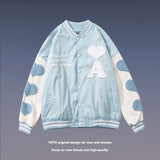 Mens Fall Outfits Autumn Winter Retro Simple Love Embroidered Baseball Uniform Jacket Coat