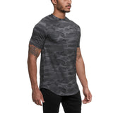 Slim Fit Muscle Gym Men T Shirt Men Rugged Style Workout Tee Tops Muscle Bros Crew Neck Sport Fitness T-shirt Men Casual Solid Color Short Sleeve