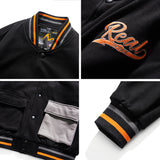 Varsity Jacket for Men Baseball Jackets Spring Letter Printing Large Pocket Baseball Uniform Jacket Coat for Men