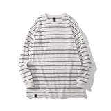 Men Fall Outfits Round Neck Long Sleeve T-shirt Spring and Autumn Stripes Bottoming Shirt