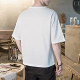 Men's T-shirt Casual plus Size Top Summer Men's Loose Half Sleeve T-shirt Retro
