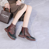 Coachella Cowboy Boots Retro Autumn and Winter Mid-Top Square Toe Color-Blocking