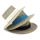 Wester Hats Spring and Summer Western Flat Straw Hat Hand-Woven Sun Protection Sun Hat