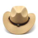 Wester Hats Western Cowboy Hat Autumn and Winter Woolen Fedora Hat Felt Cap