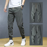 Men Summer Jeans Spring Elastic Waist Ankle-Tied Harem Jeans plus Size Retro Sports Trousers Men