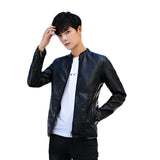80's Leather Jacket Men's Jacket Autumn and Winter Thin Coat Fleece-Lined Thickened Motorcycle Clothing Men's PU Leather Coat Men