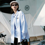 Men Shacket Long Sleeve Autumn Shirt Autumn Fresh Water Drop Pattern Printed Loose Couple Casual Shirt