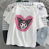 Kuromi Costume Rabbit Print T-shirt Loose Pullover Print Short Sleeve