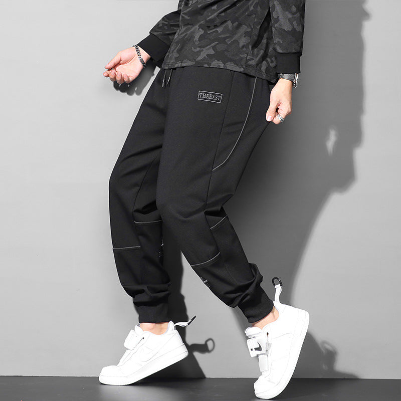 Men plus Size Fall Pants Autumn and Winter Sports Casual Embroidered Trousers