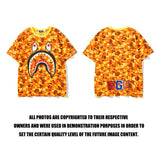 A Ape Print T Shirt Orange Camouflage T-shirt Summer Short Sleeve