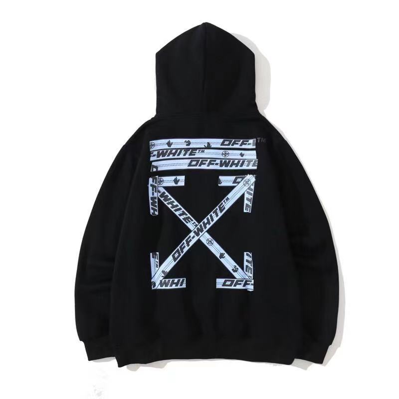 Autumn And Winter Palm Letter Arrow Pattern Hooded Fleece Lined Sweater Men And Women Same Style
