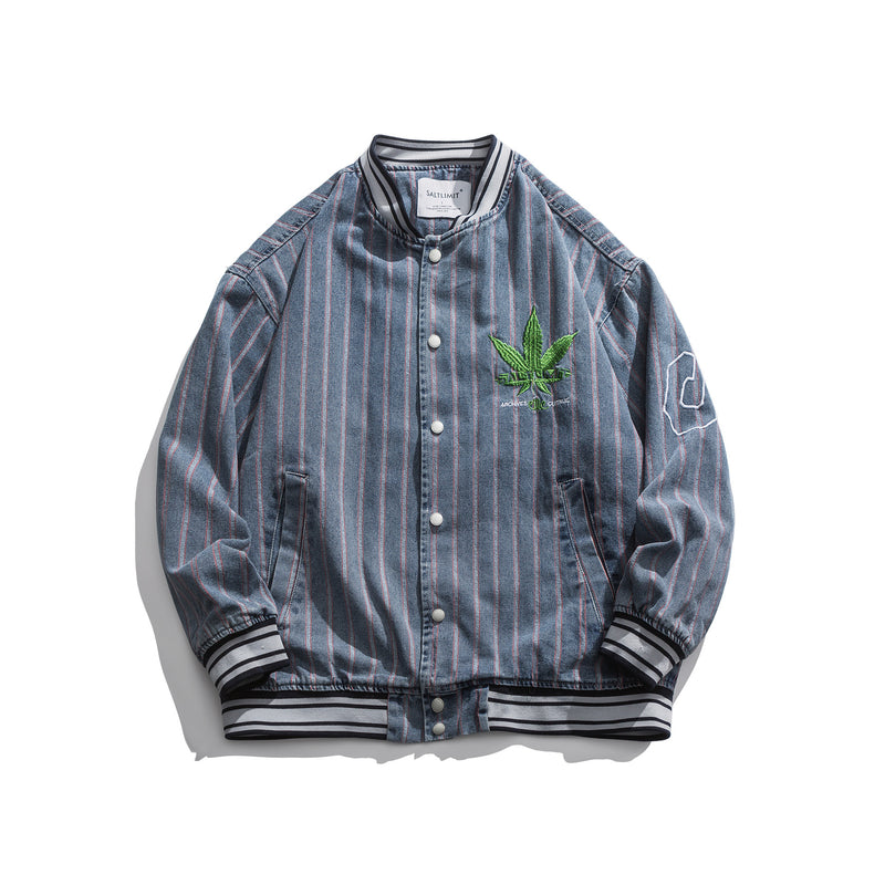 Men's Spring plus Size Sports Retro Striped Jacket Men's Street Loose Casual Baseball Uniform Jacket Men Coat