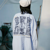 Men Shacket Long Sleeve Autumn Shirt Autumn Fresh Water Drop Pattern Printed Loose Couple Casual Shirt