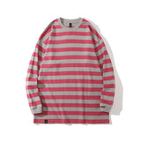 Men Fall Outfits Vintage Stripe Casual Loose Long Sleeve T-shirt Top