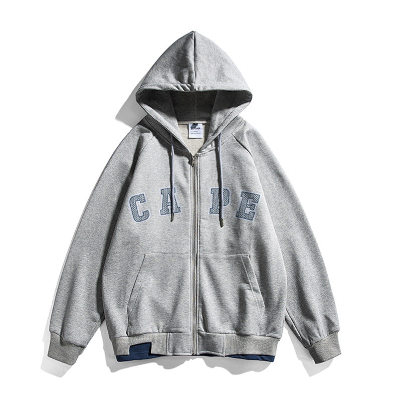 Men's Large Size Sports Retro Men's Hooded Student Long-Sleeved Men's Jacket Loose Casual Jacket Men Jacket