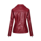 Hot Pink Motorcycle Jacket Autumn and Winter Zipper Pu Long Sleeve Lapel Leather Coat Slim Fit