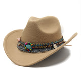 Wester Hats Woolen Western Cowboy Top Hat Minority Ethnic Style Couples' Cap