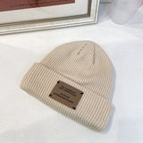 Toque Hat Men's Winter Warm White Woolen Cap Knitted Hat Big Head Beanie Hat
