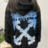 Dissolved Water Drop Blue Gradient Arrow Hooded Sweater Thin Coat