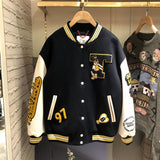 Cheerleader Letterman Jacket Fleece-Lined Thick Loose BF Versatile Baseball Uniform
