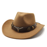 Wester Hats Cow Head West Cowboy Hat Woolen Jazz Top Hat Men Ladies' National Style Autumn and Winter Felt Cap