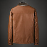 80's Leather Jacket Autumn and Winter Leather Men's Motorcycle Handsome Fleece Padded Coat Men