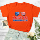 Let's Go Brandon T Shirt Glasses Printed Short Sleeve Men's and Women's Tops