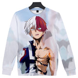 Anime Tshirts Aesthetic Men's Shirt Anime Shoto Todoroki 3D Printed Men's and Women's Loose round Neck Sweater