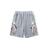 A Ape Print Shorts Fashion Brand Summer Loose Casual Double Camouflage on Side Shark Head Shorts Cropped Pants