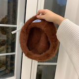 Toque Rabbit Fur Beret Children Winter Painter Cap Children British Style