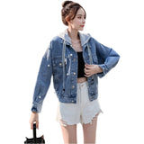 Pearl Jean Jacket Spring and Autumn Loose Short Denim Jacket Women's Jacket