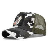 Wolf Print Cap Animal Embroidery Baseball Cap Animal Wolf Embroidered Hat Mesh Peaked Cap Curved Brim Visor Mesh Cap