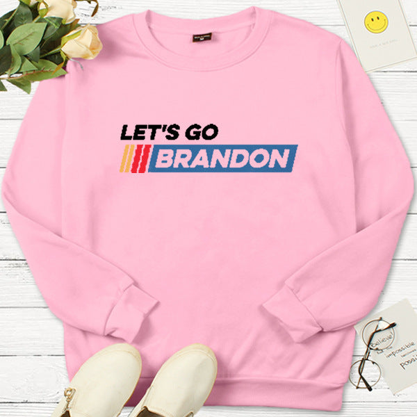 Let's Go Brandon T Shirt Letter Casual Loose round Neck Sweater